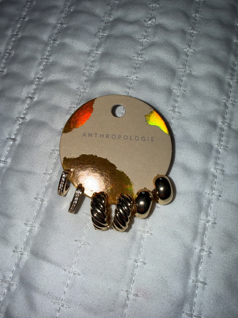 Anthropologie Gold-Tone Mixed Hoop & Dome Stud Earring Set